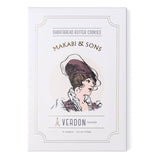Packaging of Makabi & Sons Verdon lavender shortbread butter cookies on a white background