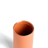 A terracotta Ceramic Coated Travel Mug with metallic rim, viewed from above, on a white background.