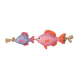 Gillty as Charged Canvas Dog Toy: two toy fish joined by a knotted rope, crafted from durable canvas.