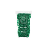 Traditional size mini pack of green cotton potholder loops in a clear bag