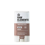 The RAW ELEMENTS TINTED BRONZE FACE SPF 30 stick gives water-resistant sun protection in a bronze-and-white container.