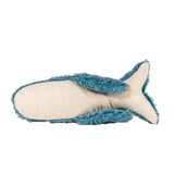Oh Whale Earth Friendly Dog Toy: Blue fuzzy fish-shaped toy with recycled water bottle filling for eco-conscious pups.