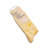 Socks that Support Space Exploration | Organic & Fair Trade in yellow organic cotton patterned with suns, moons, and stars.
