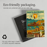 The Santa Barbara Scene Journal comes in eco-friendly packaging with a recycled cello bag and sustainable text.