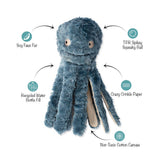 Long Time No Sea Earth Friendly Dog Toy: soy faux fur, TPR squeaky ball, and recycled fill for dogs.