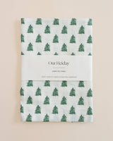 Spruce holiday print organic linen tea towel