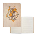 The California Bear Hug Hardcover Journal features a hand-drawn bear and California, shown closed and open to lined pages.
