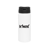The Custom Logo Sequoia Stainless Tumbler is white with a black lid, showcasing the KNEX logo in bold black letters on the front, and is displayed against a plain white background.