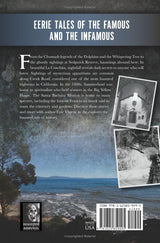 The back cover of Ghosts of the Santa Barbara and the Ojai Valley features haunted tales from Santa Barbara, a small portrait of a woman, a black-and-white photo of an old building, and barcodes at the bottom.