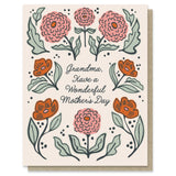 Grandma Mother's Day Greeting Card featuring "Grandma, Have a Wonderful Mother's Day" and pink, orange floral design.
