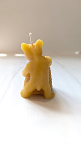 Honey Bear Hugging Hive Beeswax Candle