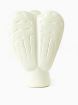 A small, white Praying Angel Mini Sculpture carved from Kisii stone features detailed angel wings and feathers, shown against a plain white background.