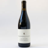 A bottle of Rangeland Mistletoe Red Blend, a sustainable Paso Robles wine with a white label and gold-accented black cap on a light background—the perfect holiday gift.