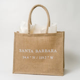 white letter santa barbara bag and tote