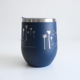 Santa Barbara Wine Tumbler Navy Palm Tree Side