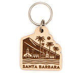 Santa Barbara Wood Keychain, engraved with the Santa Barbara skyline crafted from sustainably harvested wood.