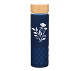 Custom Logo Navy Glass Water Bottle