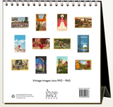 Santa Barbara Easel Desk Calendar 2027 featuring a spiral-bound easel with twelve vintage Santa Barbara postcards.