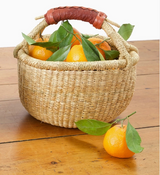 Natural Bolga Basket with Leather Handle