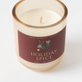 A festive Holiday Spice candle with floral graphics, single wick—ideal for a Sweet Tidings Holiday Gift Box.