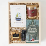 Sweet Tidings Holiday Gift Box: cookies, gourmet treats, festive candle, caramel popcorn & peppermint drinking chocolate.