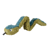 Don’t Get Wrapped Up Earth Friendly Dog Toy: Blue-green striped soy faux fur, filled with recycled bottle stuffing.