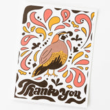 The WS | Quail Thank You Note Card features a stylized California Quail on bold, colorful recycled paper.