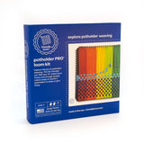 Friendly Loom Potholder PRO Loom Kit box in navy blue, showing a rainbow potholder being woven on a metal loom