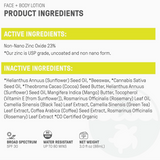 Mineral Sunscreen Travel Size: Ingredients list highlights actives/inactives, with reef-friendly mineral sunscreen icons below.