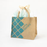 santa barbaea tote with blue tile design