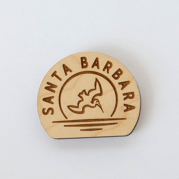Santa Barbara Pelican Wood Magnet