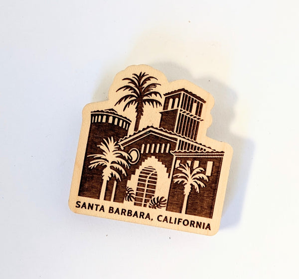 Santa Barbara Courthouse Wood Magnet