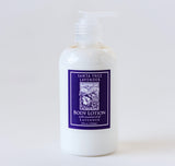 Santa Ynez Lavender Body Lotion comes in an 8 fl. oz. white plastic pump bottle with a purple label. This hydrating lotion features a soothing floral aroma from organic lavender essential oil.