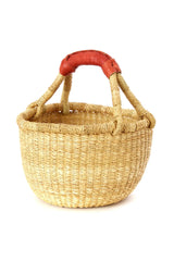 Natural Bolga Basket with Leather Handle