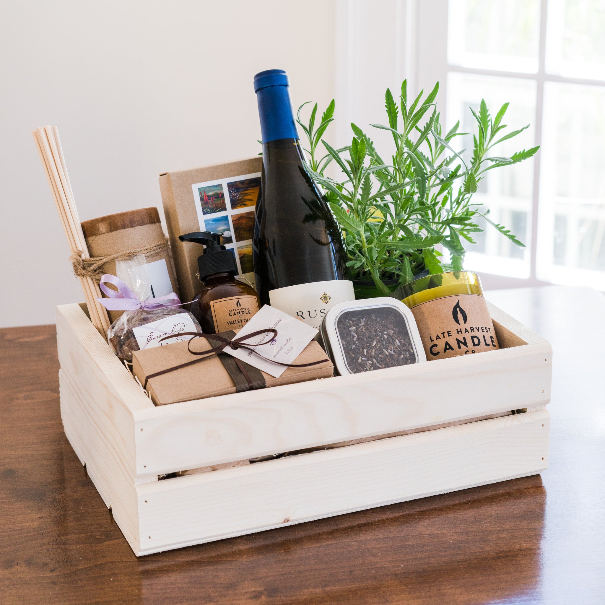 Wooden crate on sale gift box