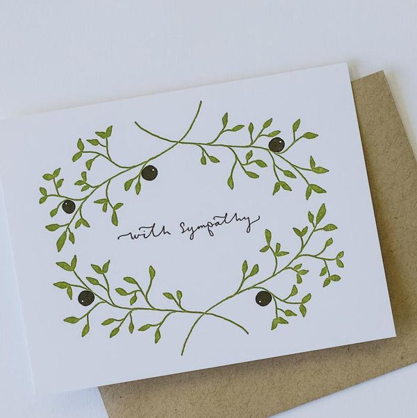 With Sympathy Olive Branches Card