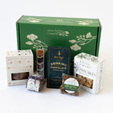 winter wishes gift box from Santa Barbara Company with drinking chocolate, caramels, cookies and California almonds