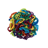 Pile of multicolor PRO size cotton potholder loops in red, orange, yellow, green, blue, and purple