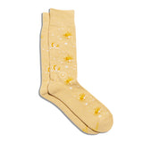 Yellow organic cotton Socks that Support Space Exploration | Organic & Fair Trade crew socks with suns, moons, and stars.