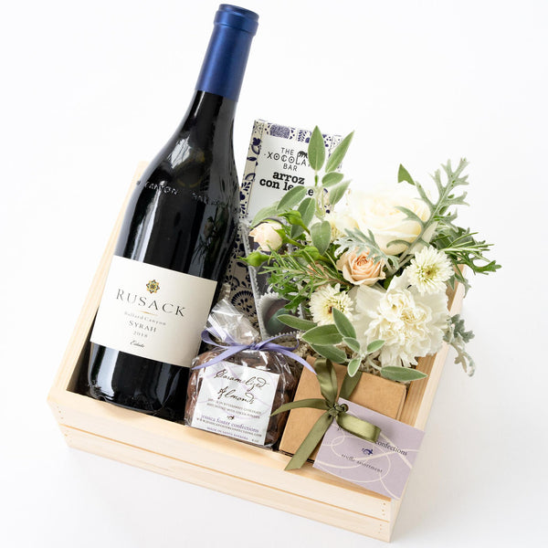 Chocolate Wine + Flowers Gift Box