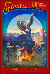 Vintage Old Spanish Days Fiesta Posters capture the spirit of flamenco dancers and festive nighttime celebrations.