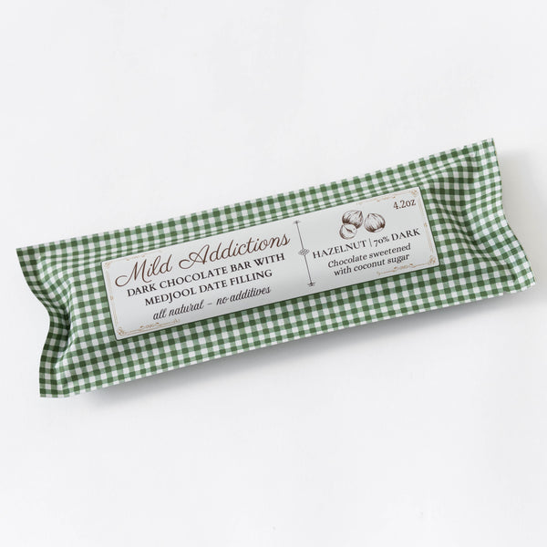 Hazelnut and Medjool Date Dark Chocolate Bar