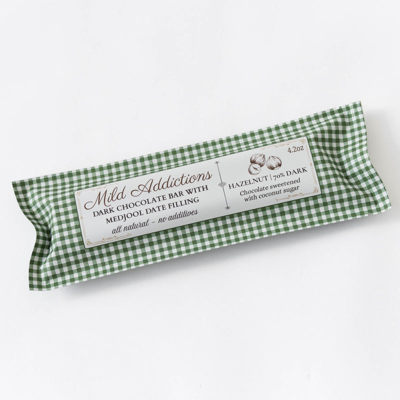Hazelnut and Medjool Date Dark Chocolate Bar