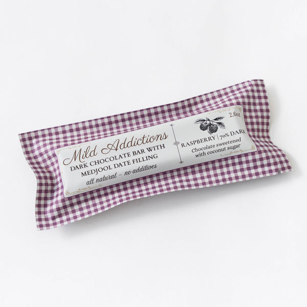 Raspberry & Medjool Date Dark Chocolate Bar