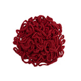 Pile of red traditional size cotton potholder loops
