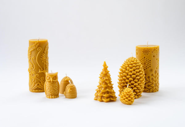 Snowflake Beeswax Candle Pillar