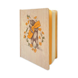 California Bear Hug Hardcover Journal with hand-drawn bear, poppies, and yellow-edged pages. Nature-inspired design.