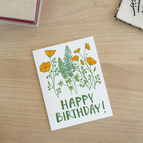 Happy Birthday California Poppy Note Card