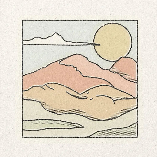 Sun, Mountain, and Figure Print