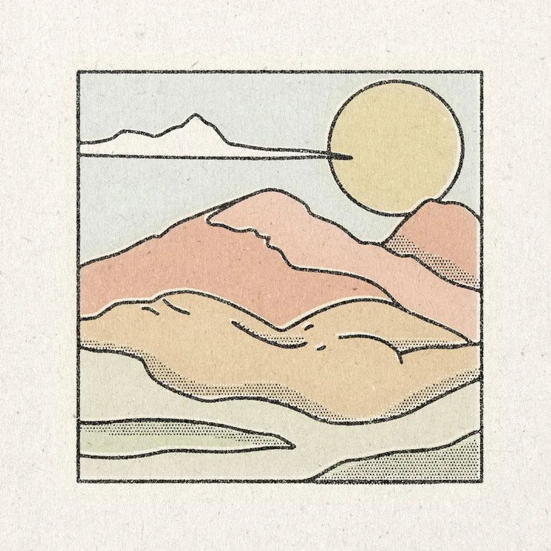 Sun, Mountain, and Figure Print